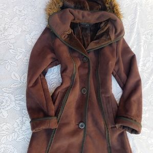 dark brown women's trench style winter coat